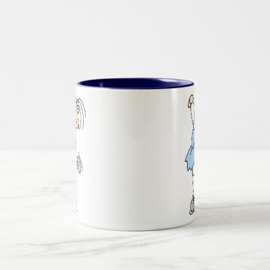 Blaue Eis-Skaten-Mädchen-Tasse Zweifarbige Tasse (Mittel)