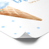 Blaue Eiscreme-Baby-Shower-Drinks-Schild Poster (Ecke)