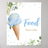 Blaue Eiscreme Baby Shower Essen Schild (Vorne)