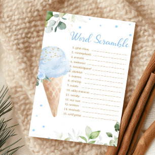 Blaue Eiscreme-Baby-Shower-Wortverwirrungsspiel