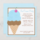 Blaue Eiscreme Einladung (Vorne/Hinten)