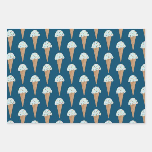Blaue Eiscreme mit Sprinklen Moderne Niedliche Geschenkpapier Set (Vorderseite 2)