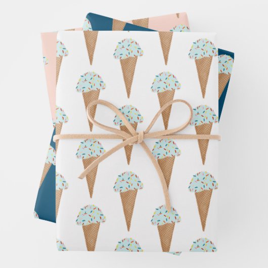 Blaue Eiscreme mit Sprinklen Moderne Niedliche Geschenkpapier Set (Beispiel)