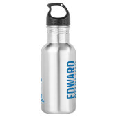 Blaue Eisenbahn mit voller Bezeichnung Getränke Trinkflasche (Rückseite)