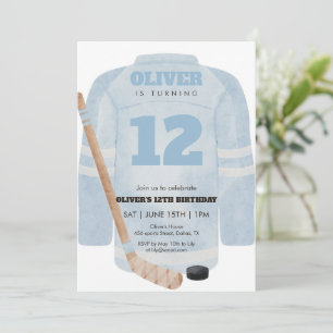 Blaue Eishockey-Trikot-Geburtstagseinladung Einladung