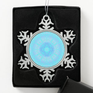 Blaue Eiskreuz-Ball Schneeflocken Zinn-Ornament