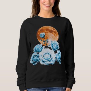 Blaue Eisrosen und orange Mondfinsternis Himmelsgr Sweatshirt