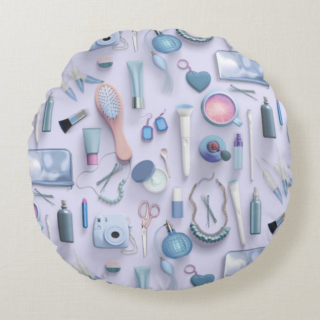 Blaue Eitelkeits-Tabelle Rundes Kissen (Vorderseite)