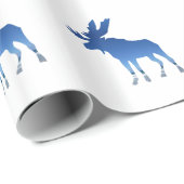 blaue Elche Geschenkpapier (Rolleneckpunkt)