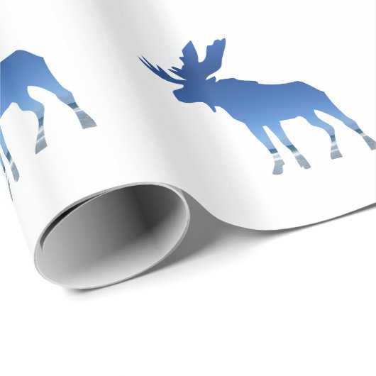 blaue Elche Geschenkpapier (Rolleneckpunkt)