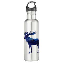 Blaue Elche Silhouette Edelstahlflasche