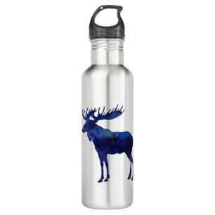Blaue Elche Silhouette Edelstahlflasche