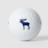 Blaue Elche Silhouette Golfball (Vorderseite)