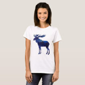 Blaue Elche Silhouette T-Shirt (Vorne ganz)