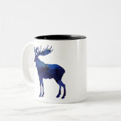 Blaue Elche Silhouette Zweifarbige Tasse (Vorderseite Links)