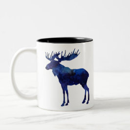 Blaue Elche Silhouette Zweifarbige Tasse