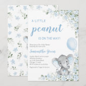 Blaue Elefant-Baby-Party Einladung (Vorne/Hinten)