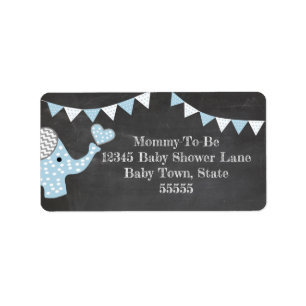 Blaue Elefant-Babyparty Adressaufkleber