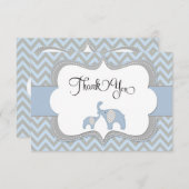 Blaue Elefant-Babyparty danken Ihnen zu kardieren Dankeskarte (Vorne/Hinten)