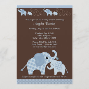 Blaue ELEFANT Babyparty-Einladung CE-B Einladung