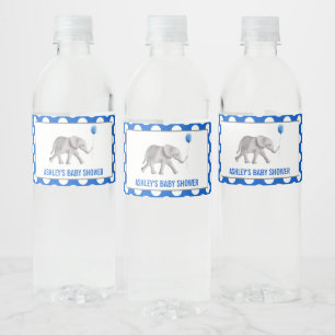 Blaue Elefant-Babyparty-Wasser-Flaschen-Aufkleber Wasserflaschenetikett