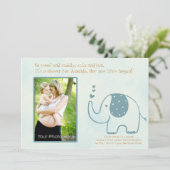 Blaue Elefant-Babypartyeinladung Einladung (Stehend Vorderseite)