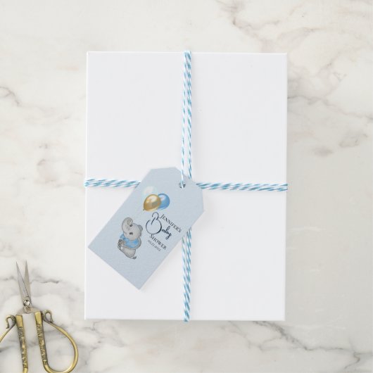 Blaue Elefant Geschenkanhänger (Mit Garn)