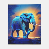 Blaue Elefant-Glow-Design  Fleecedecke (Vorderseite)