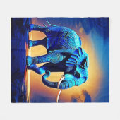 Blaue Elefant-Glow-Design  Fleecedecke (Vorderseite (Horizontal))