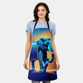 Blaue Elefant-Glow-Design Schürze (Getragen)