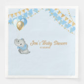 Blaue Elefant Serviette Baby Shower (Vorderseite)