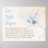 Blaue Elefant Spätabend Windeln Babyparty Poster (Vorne)