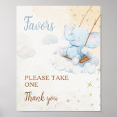 Blaue Elefanten-Babyparty-Geschenke Schild Poster  (Vorne)
