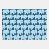 Blaue Elefanten Design Wrapping Paper Geschenkpapier Set (Vorderseite)