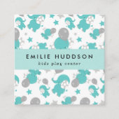 Blaue Elefanten, Kinderspielzentrum, Aktivitätszen Quadratische Visitenkarte (Vorderseite)
