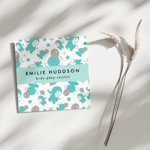 Blaue Elefanten, Kinderspielzentrum, Aktivitätszen Quadratische Visitenkarte