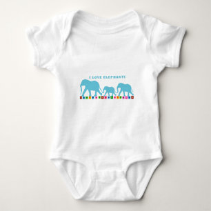 Blaue Elefanten laufen Baby Strampler
