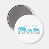 Blaue Elefanten laufen Magnet (Vorderseite/Rückseite)