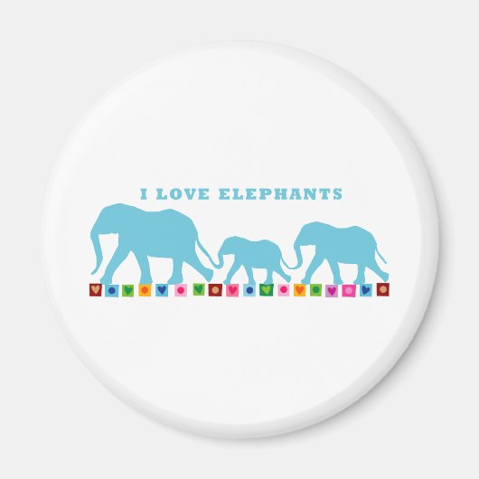 Blaue Elefanten laufen Magnet (Vorne)