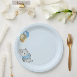 Blaue Elefanten-Papierteller Baby-Party Pappteller