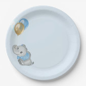 Blaue Elefanten-Papierteller Baby-Party Pappteller (Vorderseite)