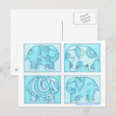 Blaue Elefanten Postkarte (Vorne/Hinten)