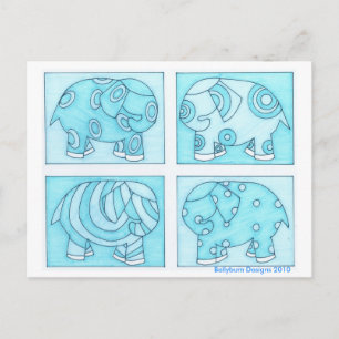 Blaue Elefanten Postkarte