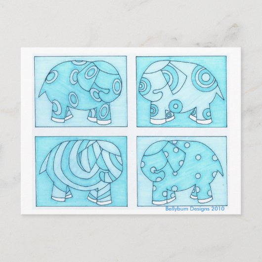 Blaue Elefanten Postkarte (Vorderseite)