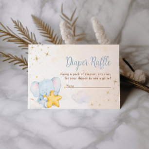 Blaue Elefanten-Windel-Raffel Baby Shower Spielkar Begleitkarte