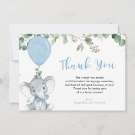 Blaue Elefantenbalon Eukalyptus-Grüne Dankeskarte