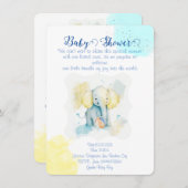 Blaue Elefantenillustrierung Save The Date (Vorne/Hinten)