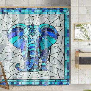 Blaue Elefantenkunst Duschvorhang