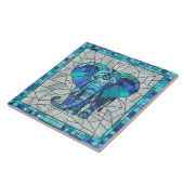 Blaue Elefantenkunst Fliese (Seite)
