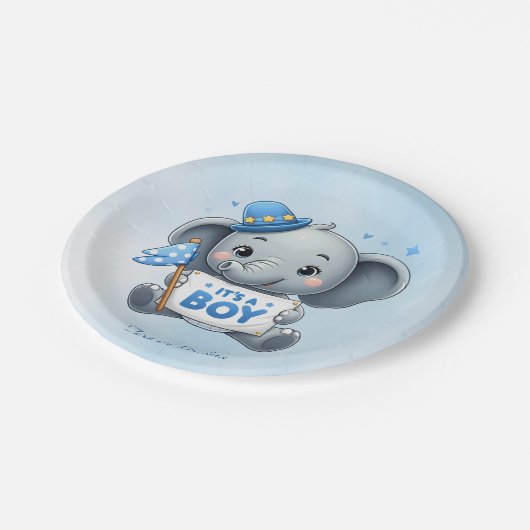 Blaue Elefantenpapierplatte Pappteller (Schrägansicht)